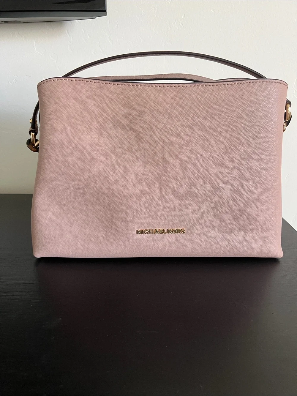 Michael Kors Blush Pink Saffiano Leather Shoulder Bag with Gold Hardware